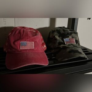 Red and Camouflage American Flag Caps